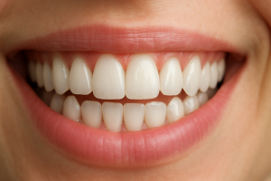 woman shows her healthy teeth by choosing root canal altertanives